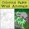 Coloring Pages: Wild Animals. Cute smiling raccoon rests on the tree