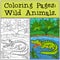 Coloring Pages: Wild Animals. Little cute alligator.