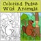 Coloring Pages: Wild Animals. Little cute beaver.