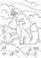 Coloring pages. Wild animals. Little cute fox looks at the butterfly.