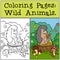 Coloring Pages: Wild Animals. Little cute hedgehog.