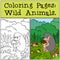 Coloring Pages: Wild Animals. Little cute hedgehog .