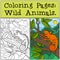 Coloring Pages: Wild Animals. Little cute orange chameleon sits