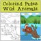 Coloring Pages: Wild Animals. Little cute otter smiles