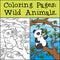 Coloring Pages: Wild Animals. Little cute panda.