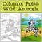 Coloring Pages: Wild Animals. Little cute zebra.