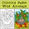 Coloring Pages: Wild Animals. Mother hedgehog holds little cute baby hedgehog.