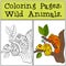 Coloring Pages: Wild Animals. Two little cute chameleons.