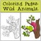 Coloring Pages: Wild Animals. Two little cute chameleons.