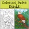 Coloring Pages: Wild Birds. Cute bold eagle sits and smiles.