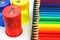 Coloring pencils and pencil sharpeners