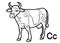 Coloring pictures of cow and c letter worksheet for kid