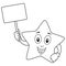 Coloring Star Character Holding Blank Sign