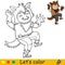 Coloring with template Halloween boy in werewolf costume