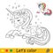 Coloring vector cute little dreaming unicorn with sparkles