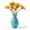 Colorized 3d Blue Vase With Orange Flowers - Stunning Object-oriented Collectible