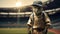 Colorized Baseball Mouse In Uniform At Baseball Stadium