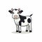 Colorized Cartoon Dairy Cow Logo On White Background