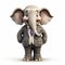 Colorized Cartoon Elephant In Business Suit: Lifelike Representation With Hyperbolic Expression