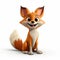 Colorized Cartoon Fox Sitting On White Background In 8k Resolution