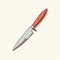 Colorized Cartoon Knife In Minimalist Style By Erin Hanson