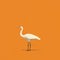 Colorized Crane With Orange Background: Clean And Simple Design Inspired By Annibale Carracci