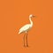 Colorized Crane With Orange Background: Clean And Simple Design Inspired By Annibale Carracci