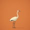 Colorized Crane With Orange Background: Clean And Simple Design Inspired By Annibale Carracci