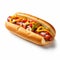 Colorized Hot Dog Stuffed With Peppers And Onions