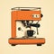 Colorized Retro Vintage Orange Espresso Maker Engraving