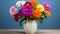 Colorized Vase: A Stunning Display Of Colorful Flowers In High Resolution