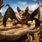 Colorized Vray Tracing Photograph Of A Flying Bat With Humorous Animal Scenes