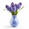 Colorized Zbrush Photo: Small Blue Vase With Purple Hyacinths On White Background