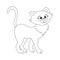 Colorles funny cartoon cat. Vector illustration. Coloring page.