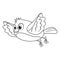 Colorless cartoon Bird is fly. Coloring pages. Template page for coloring book of funny Dove for kids. Practice worksheet