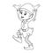 Colorless cartoon Christmas Elf. Black and white template page for coloring book with Santa Claus helper elf. Cute smiling gnome