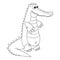 Colorless cartoon Crocodile. Coloring pages. Template page for coloring book of funny alligator for kids. Practice worksheet