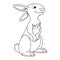 Colorless cartoon easter bunny with egg. Coloring pages. Template page for coloring book of funny Rabbit for kids. Practice