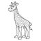 Colorless cartoon Giraffe stands and smiles. Coloring pages. Template page for coloring book of funny Calf for kids. Practice