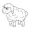 Colorless cartoon Lamb smiles. Coloring pages. Template page for coloring book of funny Sheep or ewe for kids. Practice worksheet