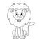 Colorless cartoon lion vector illustration isolated on white ba