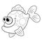 Colorless cartoon ocean Fish. Coloring pages. Template page for coloring book of funny reef fish for kids. Moorish idol. Practice