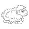 Colorless cartoon a young Sheep. Coloring pages. Template page for coloring book of funny easter Lamb for kids. Practice worksheet