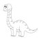 Colorless funny cartoon diplodocus. Vector illustration. Colori