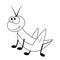 Colorless funny cartoon grasshopper.