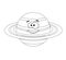 Colorless funny cartoon saturn planet. Vector illustration. Col