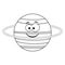 Colorless funny cartoon Uranus planet. Vector illustration. Co