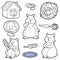 Colorless set of cute domestic animals and objects (hamsters)