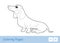 Colorless vector contour image of a sitting dog isolated on white background. Pets-related preschool kids coloring book