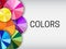 Colors Banner Background Design with Color Wheels in Blue, Red, Pink, Purple, Green, Yellow and Orange Colors